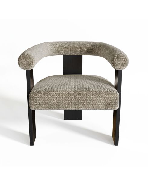 Fauteuil de salle à manger Kloe Velours chenillé beige taupe - 69.5x61.5x70.5 cm