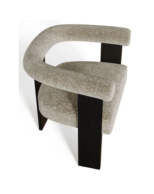 Fauteuil de salle à manger Kloe Velours chenillé beige taupe - 69.5x61.5x70.5 cm
