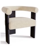 Fauteuil de salle à manger Kloe Velours chenillé crème - 69.5x61.5x70.5 cm