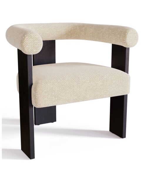Fauteuil de salle à manger Kloe Velours chenillé crème - 69.5x61.5x70.5 cm