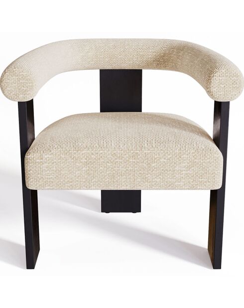 Fauteuil de salle à manger Kloe Velours chenillé crème - 69.5x61.5x70.5 cm