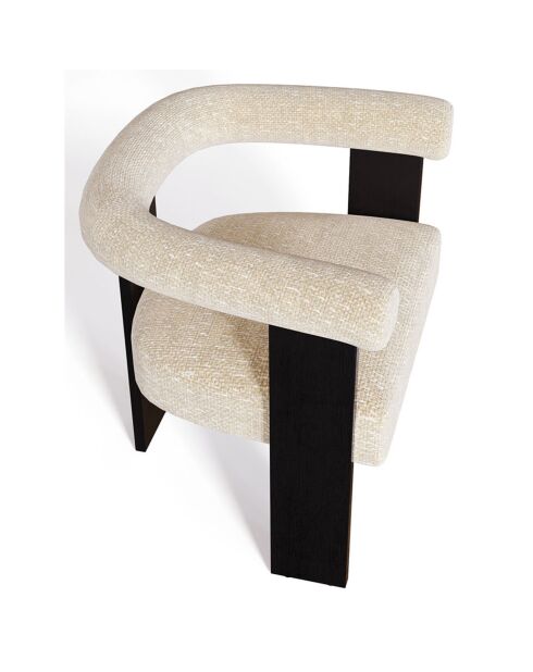 Fauteuil de salle à manger Kloe Velours chenillé crème - 69.5x61.5x70.5 cm