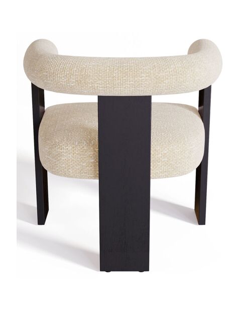 Fauteuil de salle à manger Kloe Velours chenillé crème - 69.5x61.5x70.5 cm