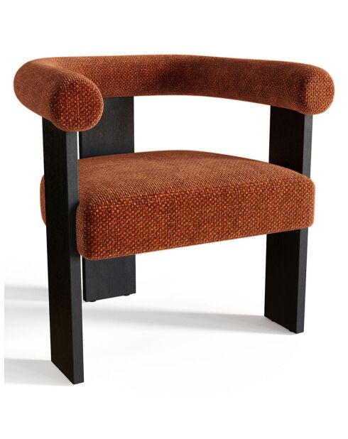 Fauteuil de salle à manger Kloe Velours chenillé terracotta - 69.5x61.5x70.5 cm