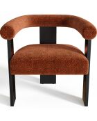 Fauteuil de salle à manger Kloe Velours chenillé terracotta - 69.5x61.5x70.5 cm