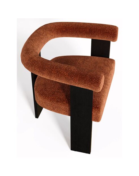 Fauteuil de salle à manger Kloe Velours chenillé terracotta - 69.5x61.5x70.5 cm