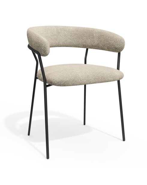 2 Chaises Lily Velours tramé beiges - 58x53.5x76 cm