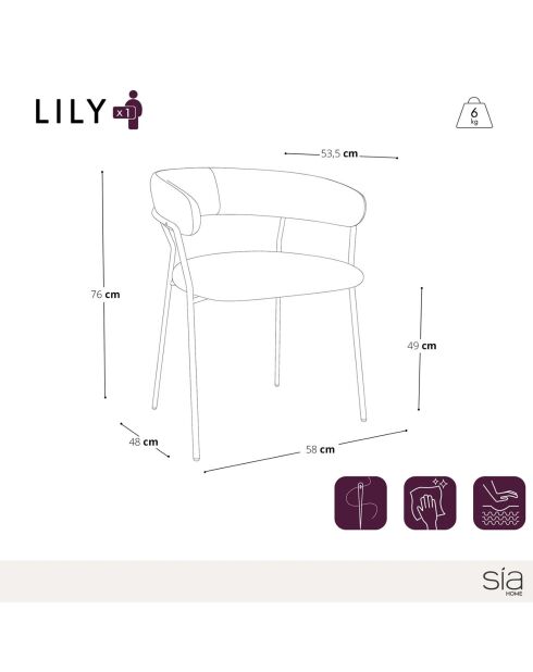 2 Chaises Lily Velours tramé beiges - 58x53.5x76 cm