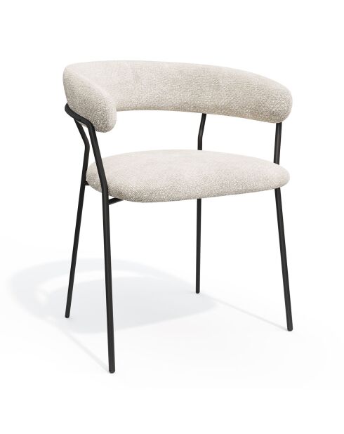 2 Chaises Lily Velours tramé crème - 58x53.5x76 cm