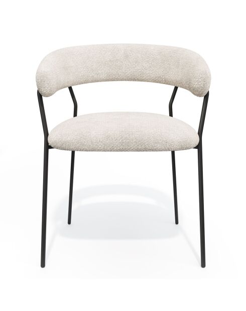 2 Chaises Lily Velours tramé crème - 58x53.5x76 cm