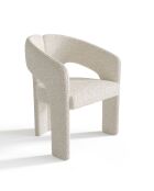 Fauteuil de salle à manger Loren bouclette crème - 61x56x78 cm