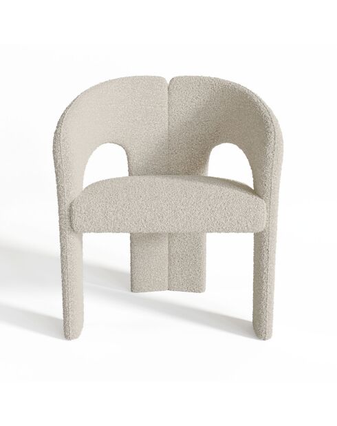 Fauteuil de salle à manger Loren bouclette crème - 61x56x78 cm