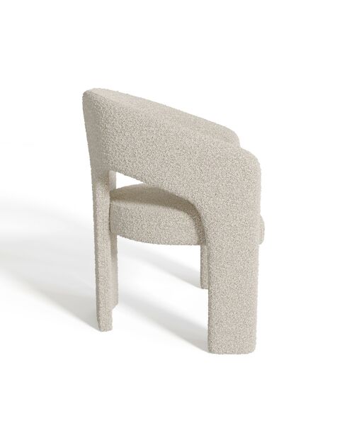 Fauteuil de salle à manger Loren bouclette crème - 61x56x78 cm