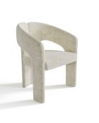 Fauteuil de salle à manger Loren Velours chenillé crème - 61x56x78 cm