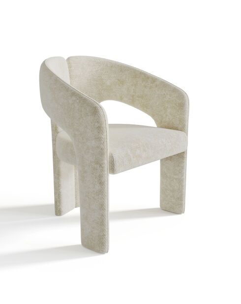 Fauteuil de salle à manger Loren Velours chenillé crème - 61x56x78 cm