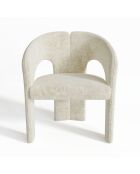 Fauteuil de salle à manger Loren Velours chenillé crème - 61x56x78 cm