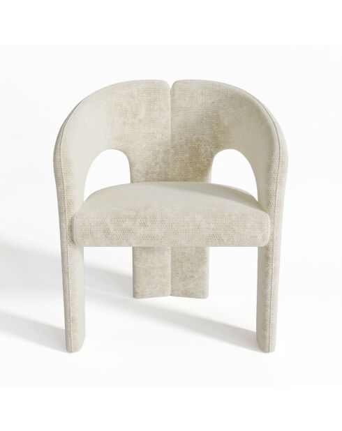 Fauteuil de salle à manger Loren Velours chenillé crème - 61x56x78 cm
