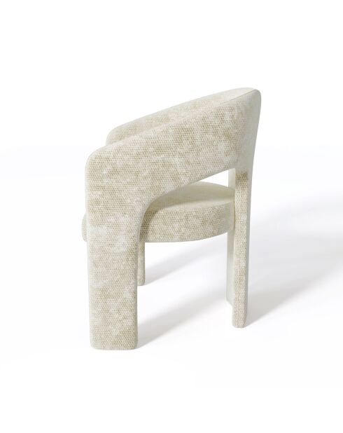 Fauteuil de salle à manger Loren Velours chenillé crème - 61x56x78 cm