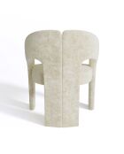 Fauteuil de salle à manger Loren Velours chenillé crème - 61x56x78 cm