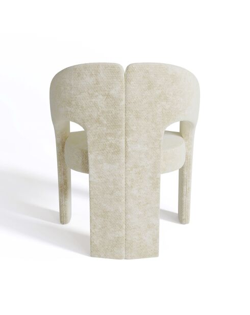Fauteuil de salle à manger Loren Velours chenillé crème - 61x56x78 cm