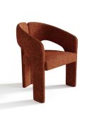 Fauteuil de salle à manger Loren Velours chenillé terracotta - 61x56x78 cm