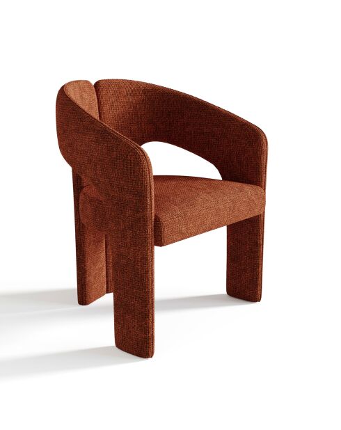 Fauteuil de salle à manger Loren Velours chenillé terracotta - 61x56x78 cm