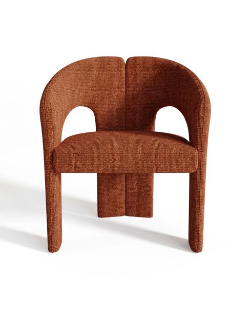 Fauteuil de salle à manger Loren Velours chenillé terracotta - 61x56x78 cm