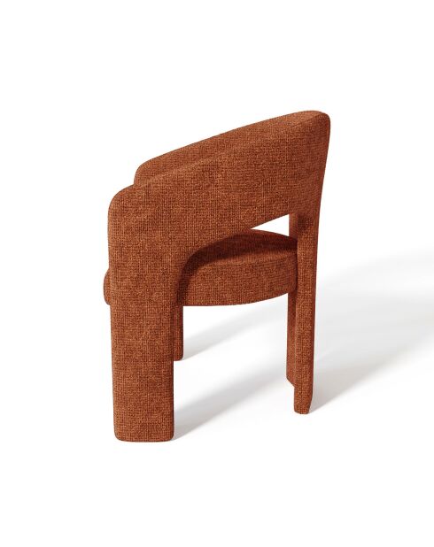 Fauteuil de salle à manger Loren Velours chenillé terracotta - 61x56x78 cm