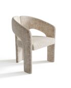 Fauteuil de salle à manger Loren Velours chenillé taupe - 61x56x78 cm