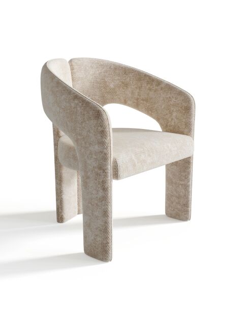 Fauteuil de salle à manger Loren Velours chenillé taupe - 61x56x78 cm