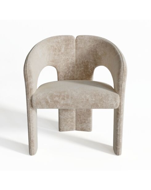 Fauteuil de salle à manger Loren Velours chenillé taupe - 61x56x78 cm