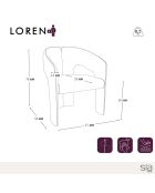 Fauteuil de salle à manger Loren Velours chenillé taupe - 61x56x78 cm
