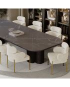 2 Stühle Lara aus beigefarbenem strukturiertem Samt - 60x57x79 cm