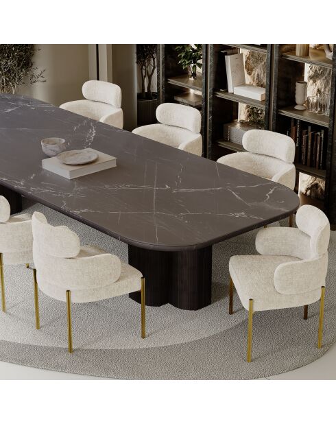 2 Stühle Lara aus beigefarbenem strukturiertem Samt - 60x57x79 cm