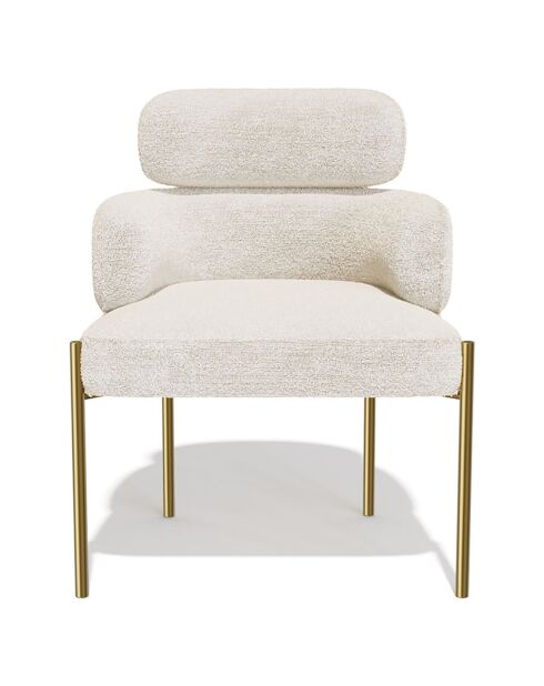 2 Stühle Lara aus beigefarbenem strukturiertem Samt - 60x57x79 cm