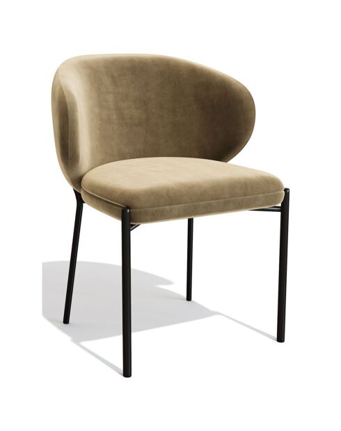 2 Chaises Luca Velours beiges - 56x60x79 cm