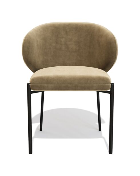 2 Chaises Luca Velours beiges - 56x60x79 cm