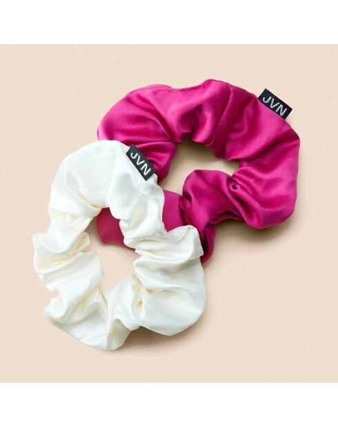 2 Chouchous cheveux blanc/rose