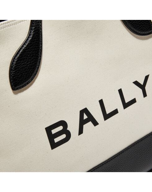 Sac fourre-tout en Coton & Cuir Bally naturel/noir - 40x29.5x15 cm