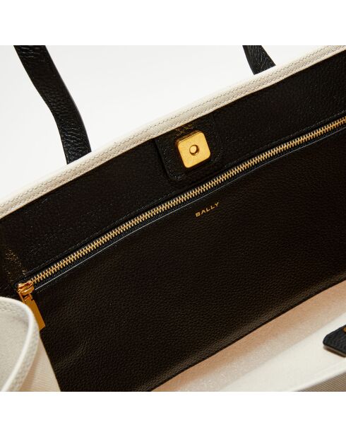 Sac fourre-tout en Coton & Cuir Bally naturel/noir - 40x29.5x15 cm