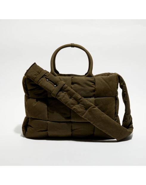 Grand sac fourre-tout rembourré Arco olive - 32x44x11 cm