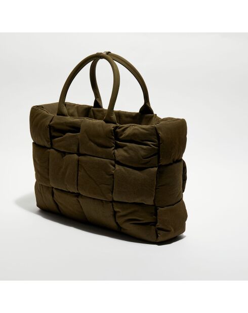 Grand sac fourre-tout rembourré Arco olive - 32x44x11 cm