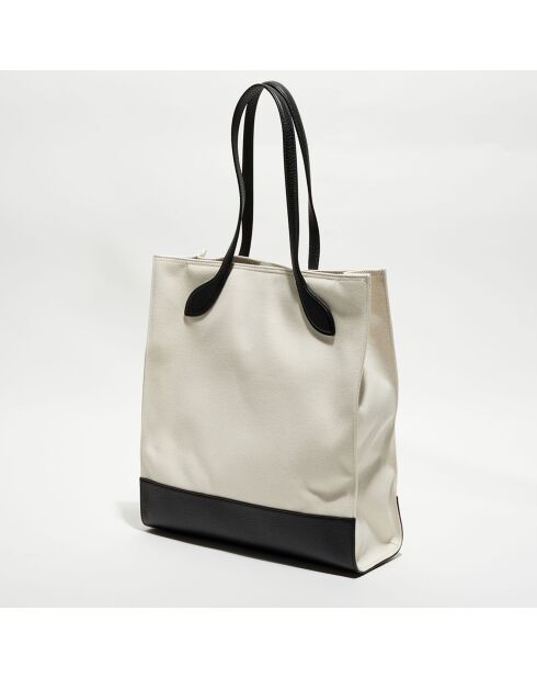 Sac shopping avec logo en Coton & Cuir Bally naturel/noir - 35x40x12 cm