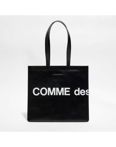 Grand sac fourre-tout en Cuir avec logo noir - 33x36x0.5 cm