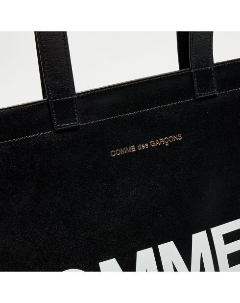 Grand sac fourre-tout en Cuir avec logo noir - 33x36x0.5 cm