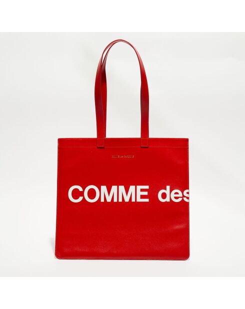 Grand sac fourre-tout en Cuir avec logo rouge - 33x36x0.5 cm
