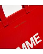 Grand sac fourre-tout en Cuir avec logo rouge - 33x36x0.5 cm