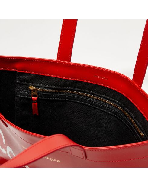 Grand sac fourre-tout en Cuir avec logo rouge - 33x36x0.5 cm
