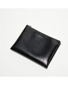 Pochette à barre transversale en Cuir noire - 17x22 cm