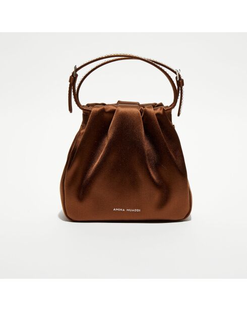 Sac à main en Soie cristal Vittoria moka - 16.5x16x7 cm